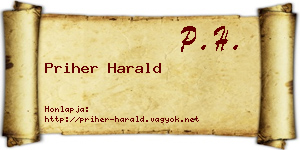 Priher Harald névjegykártya
